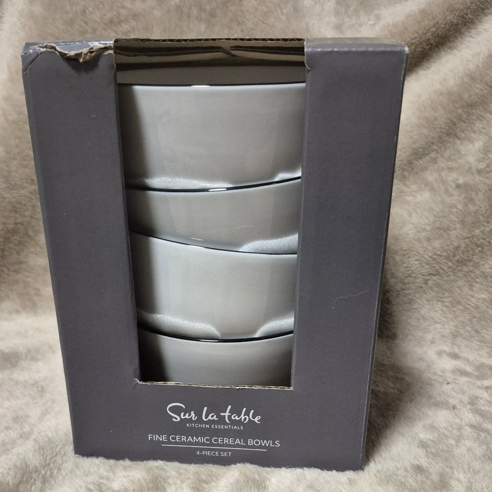Sur la Table Four Cereal Bowls 5.75 Inch Set Microwave Dishwasher Safe New